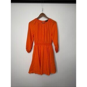 J. Crew Orange Palermo smocked-waist mini dress in linen XS